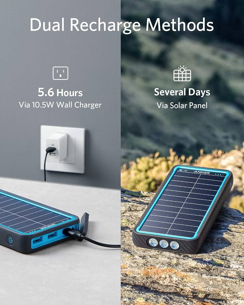 Anker PowerCore Solar 10000 New ② Anker Solar Power Bank, PowerCore Solar 10000 Dual-Port